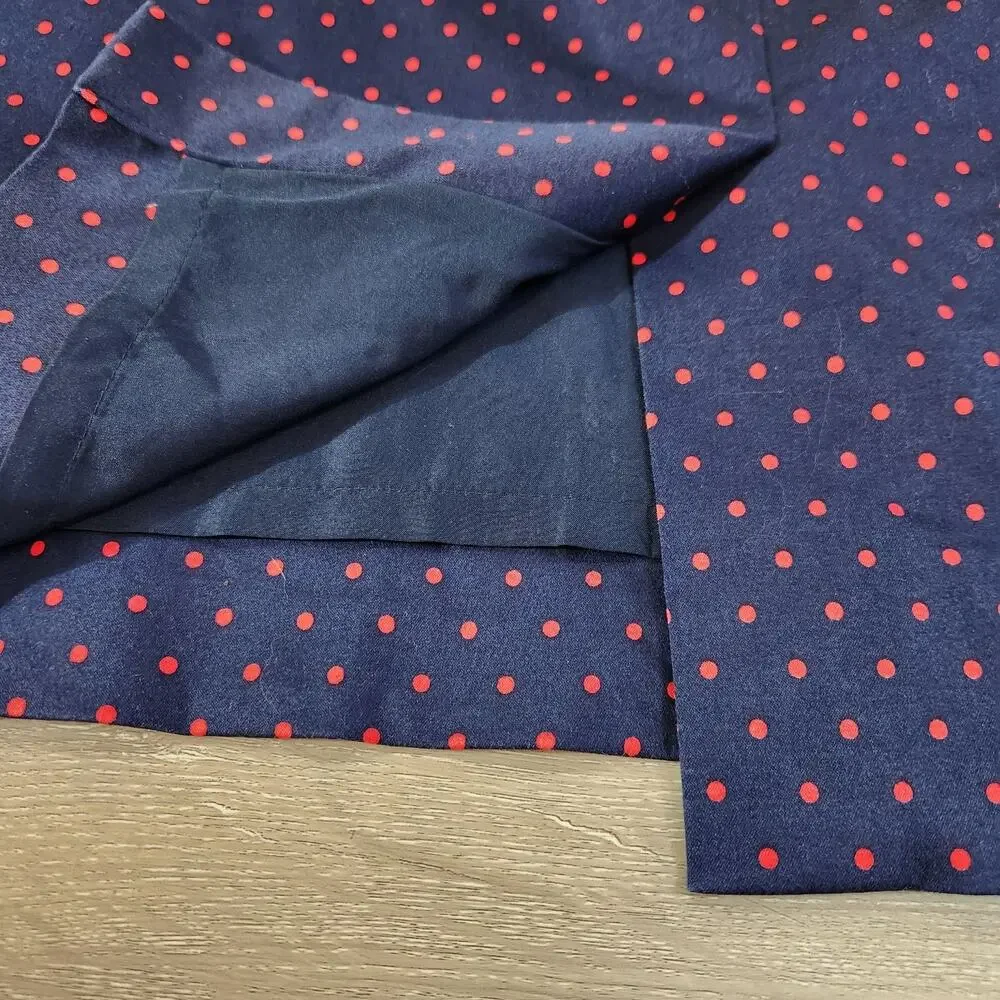 J.Crew Polka Dot Pencil Skirt Navy Red Cotton Blend Preppy Twee Womens Size 4